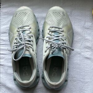 On Running Cloud X Sneakers in White and Light Blue/Silver